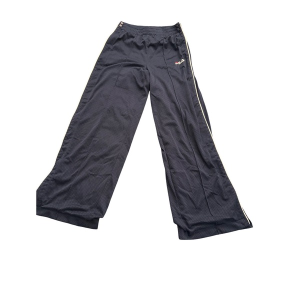 Fila 90's  Mens Pull Away Pants Navy Blue White Stripe Sides Wide Leg Small - Picture 1 of 6